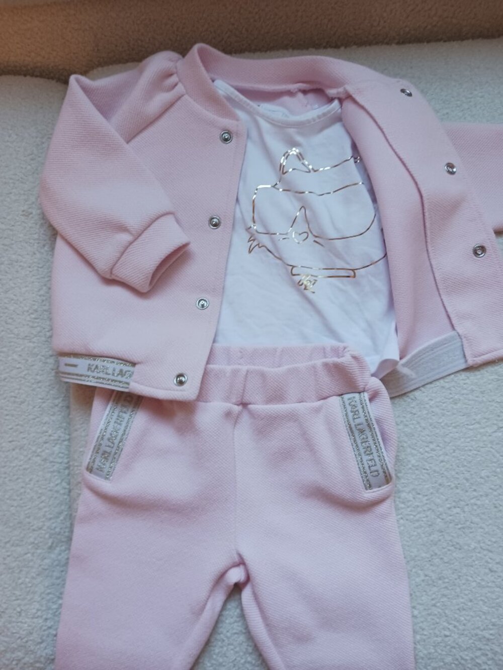 Karl Lagerfeld Kids Pink Logo Tracksuit 3 Pc Set